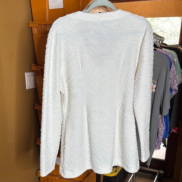 Frank Lyman Textured Zip Long Cream Cardigan Size 14 - Picture 7 of 7